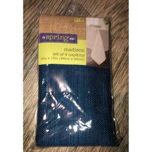 New THE SPRING SHOP SET OF 4 NAPKINS 18 X 18 MADISON BLUE COTTON POLY